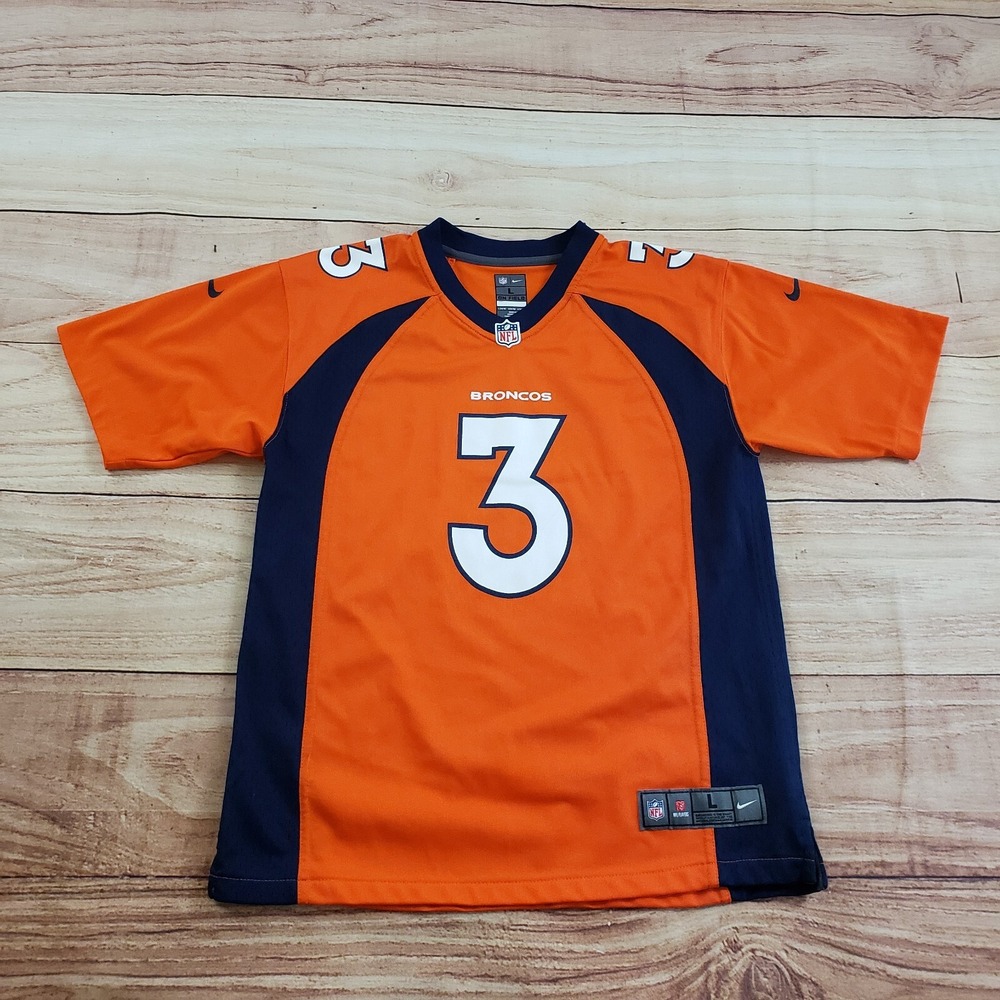 Denver Broncos Jersey Boys Large Orange Russell Wilson #3 Football Nike Youth